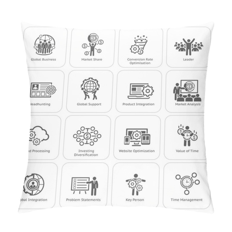 Personality  Flat Design Business Icons Set. Pillow Covers