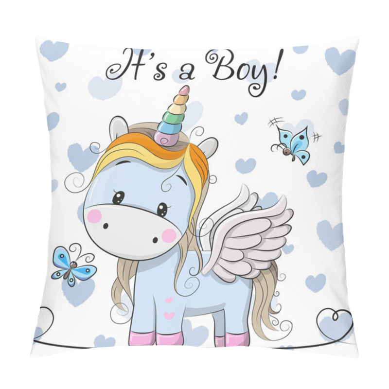 Personality  Baby Shower Greeting Card With Cute Unicorn Boy Pillow Covers