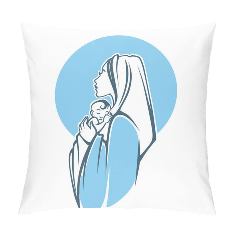 Personality  Vector Illustration Of Virgin Mary And Her Holly Baby Pillow Covers