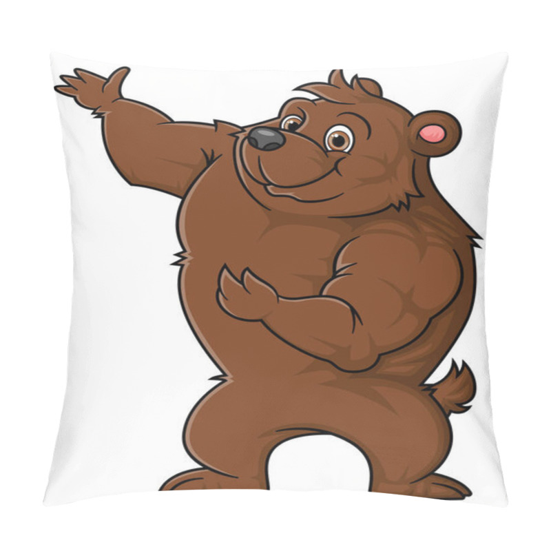 Personality  Strong Bear Cartoon Posing Mascot Character Of Illustration Pillow Covers