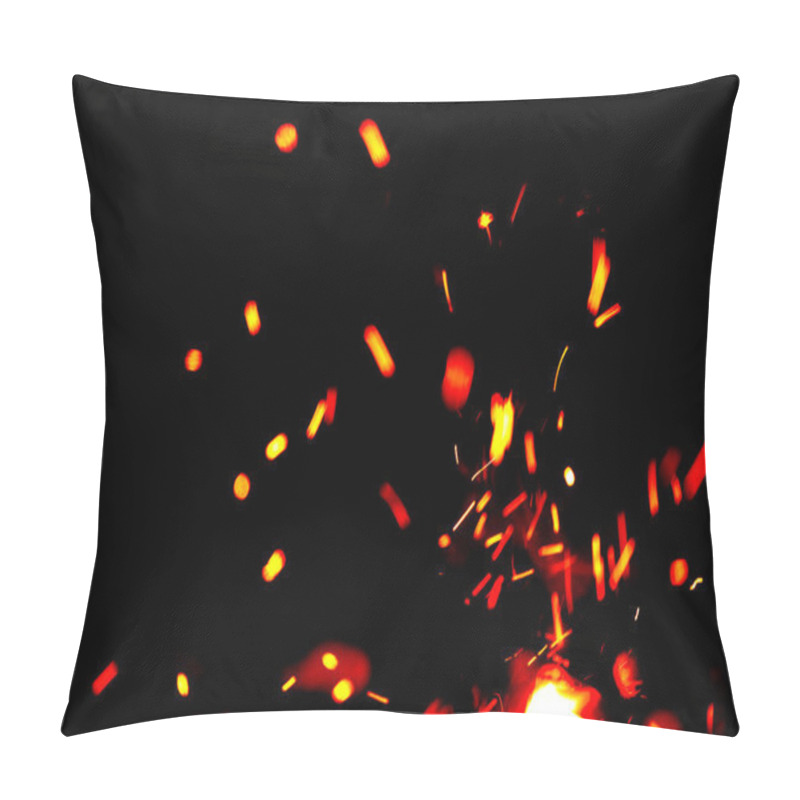 Personality  Fire Flames With Sparks On Black Background Pillow Covers