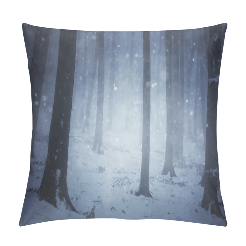 Personality  Frozen Forest With Snow And Fog In Winter Pillow Covers