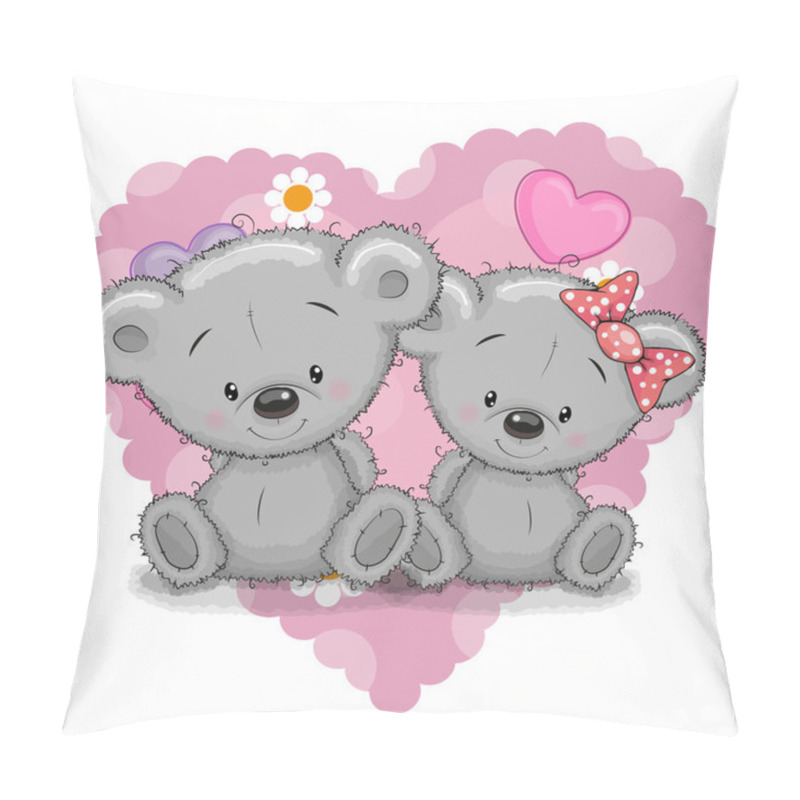 Personality  Two Bears On A Heart Pillow Covers