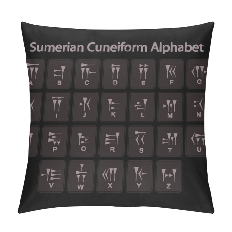 Personality  Set Of Monochrome Icons With Sumerian Cuneiform Alphabet Pillow Covers