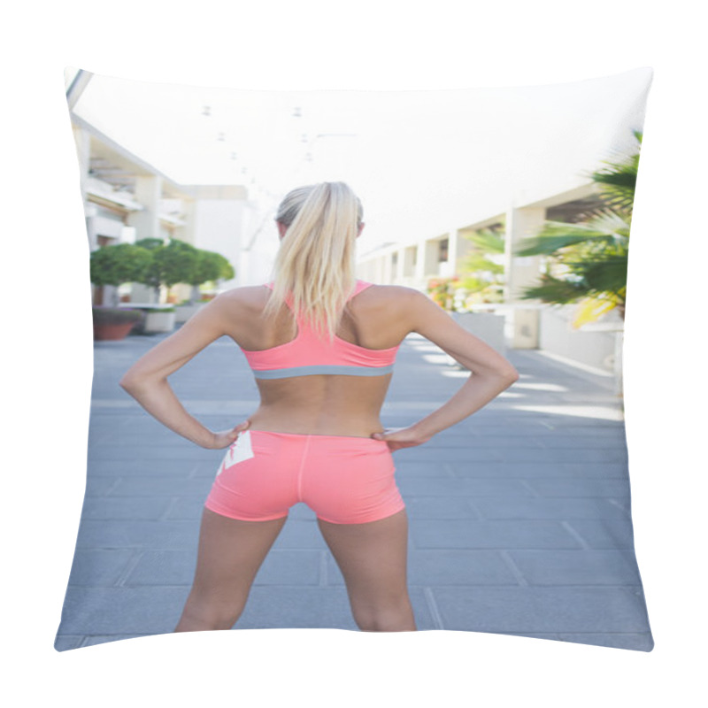 Personality  Woman With Sexy Figure Resting After A Workout Pillow Covers