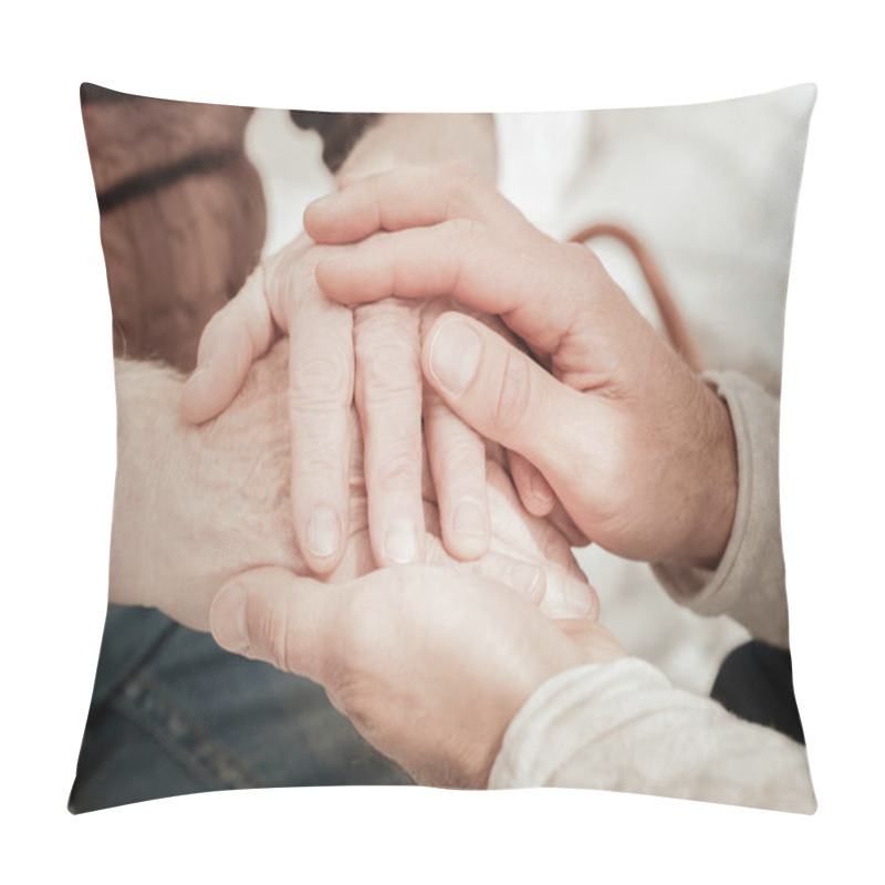 Personality  Lovely Close Natives Holding Hand Each Other. Pillow Covers