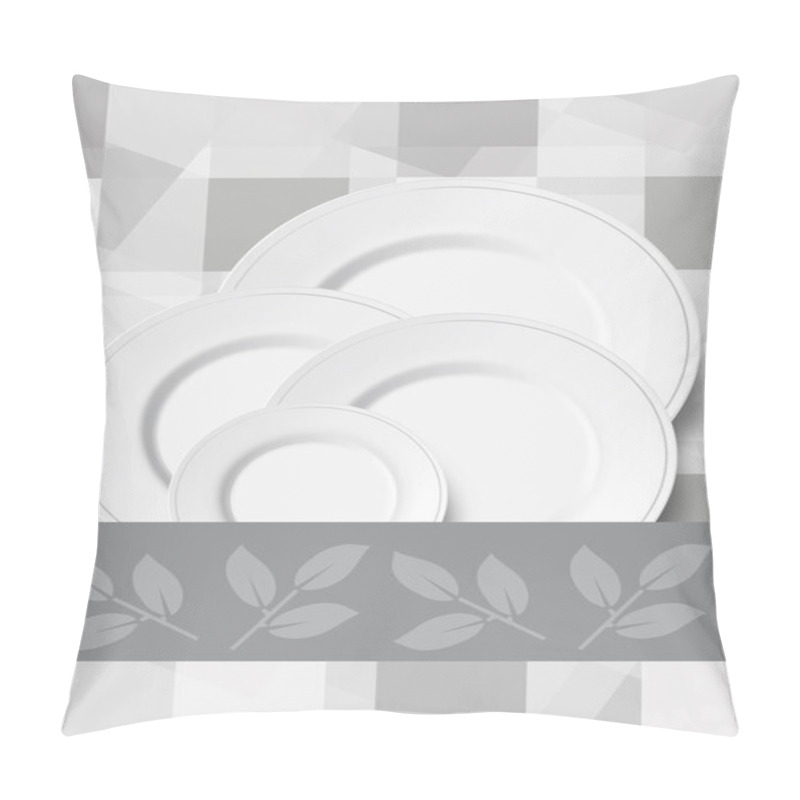 Personality  Grey Checkered Background With Plates And Ribbon Pillow Covers