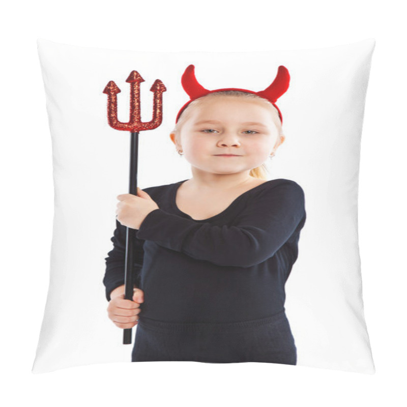 Personality  Little Girl In Devil Costume. Pillow Covers