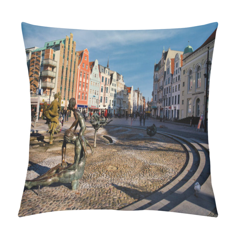 Personality  Rostock, Germany - January 15, 2020: Center Of Rostock. Old City Of Rostock In Germany Pillow Covers