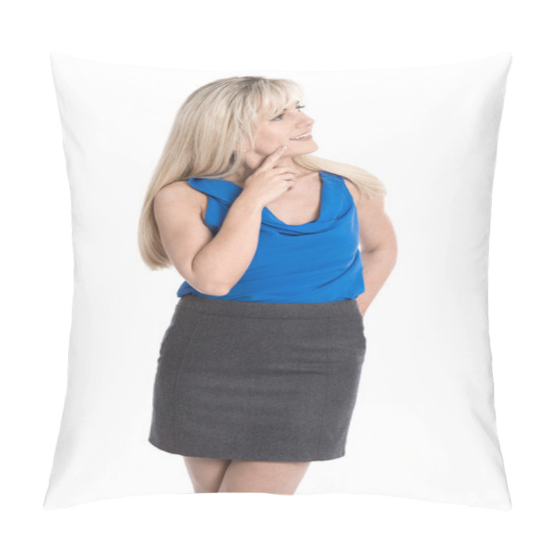 Personality  Beautiful Isolated Attraktive Businesswoman Looking Sideways. Pillow Covers