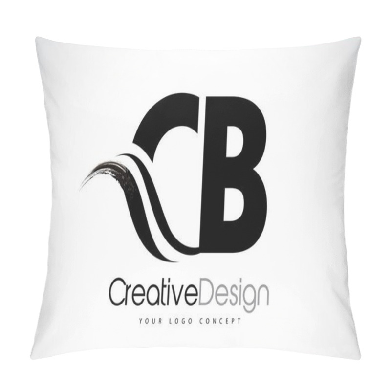 Personality  CB C B Creative Brush Black Letters Design With Swoosh pillow covers