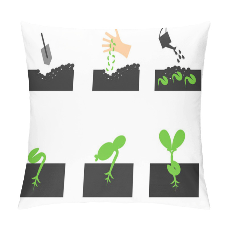 Personality  Plant And Sprout Icon Set. Growing Icons Flat Design Vector. Pillow Covers