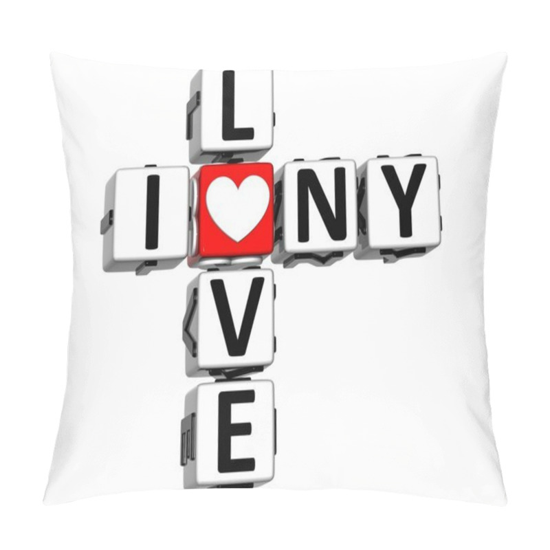 Personality  3D I Love NY Crossword Block Text Pillow Covers