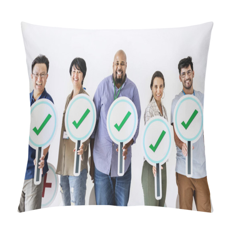 Personality  Workers Standing And Holding Correct Ticks Logos Pillow Covers