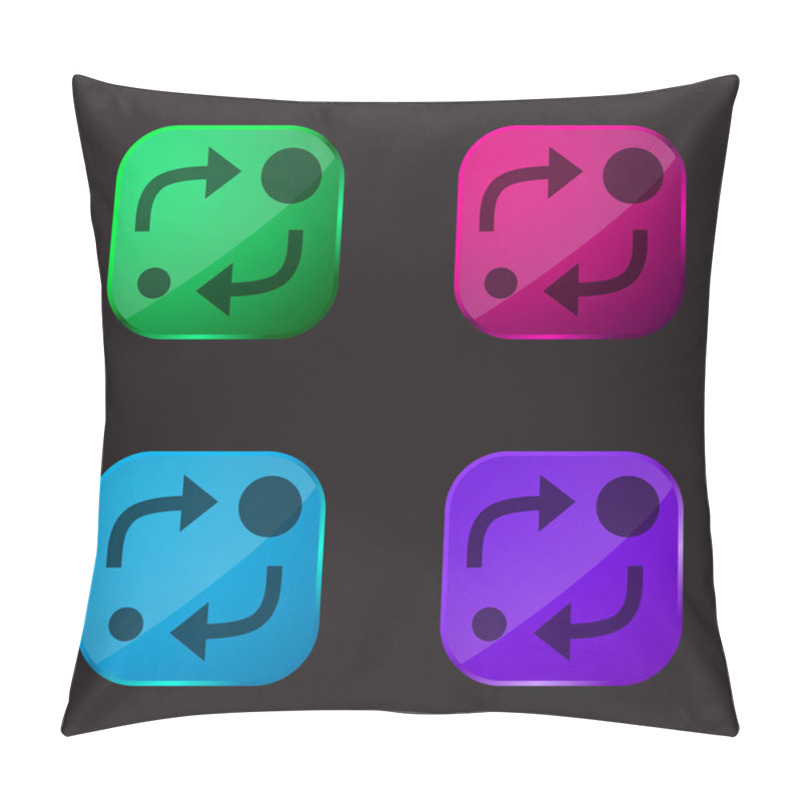 Personality  Analytics Symbol Of Two Circles Of Different Sizes With Two Arrows Between Them Four Color Glass Button Icon Pillow Covers