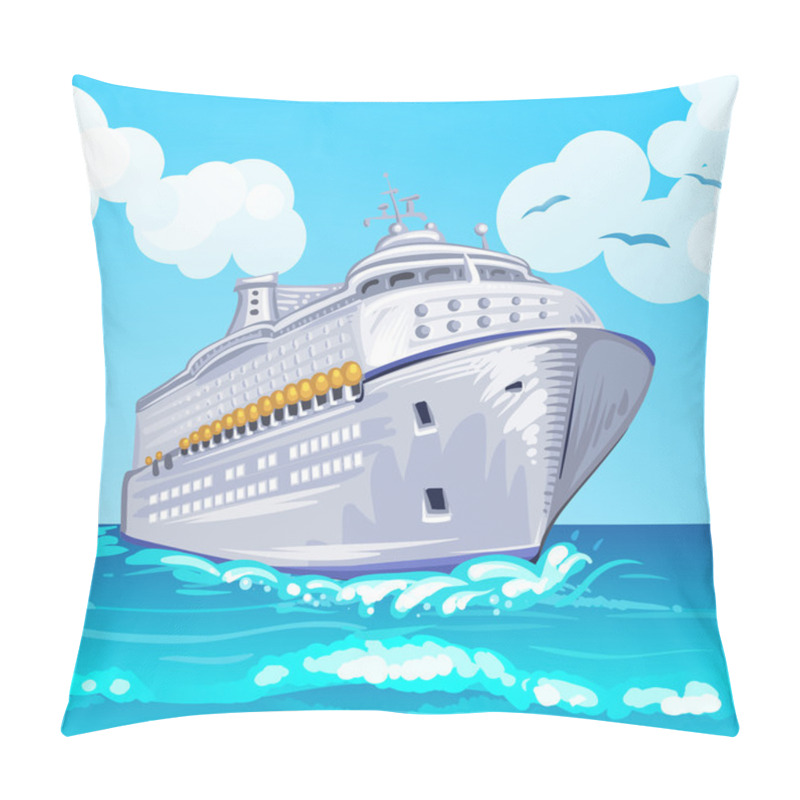 Personality  Cruise Liner On The Sea Pillow Covers