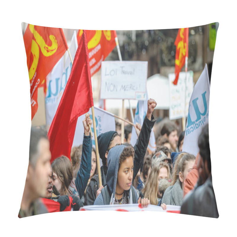 Personality  Protest Against Labour Reforms In France Pillow Covers