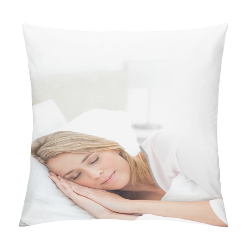 Personality  Vertical Shot, Woman Sleeping In Bed, With Hands And Head Restin Pillow Covers