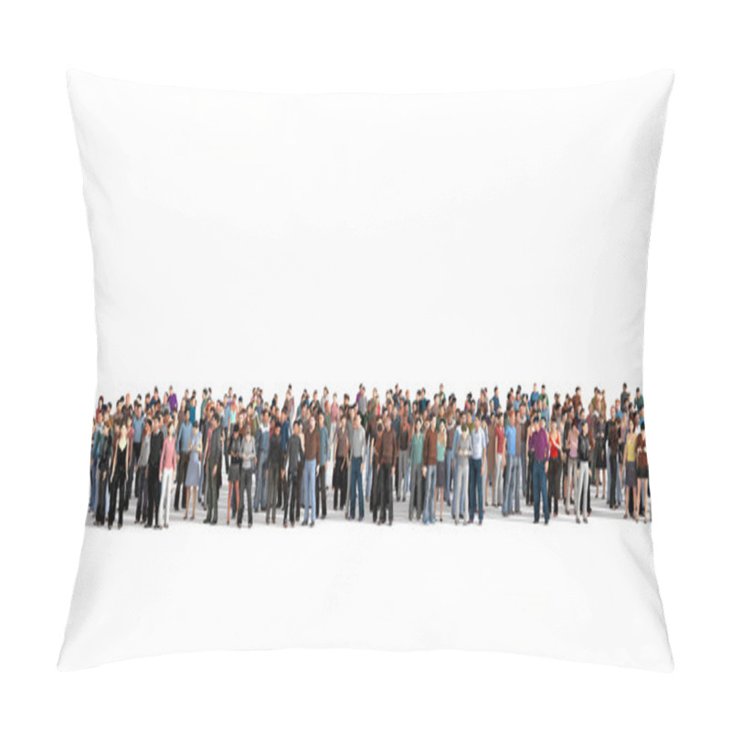 Personality  Crowd. Large Crowd Of People Stay On A Line On The White Backgro Pillow Covers