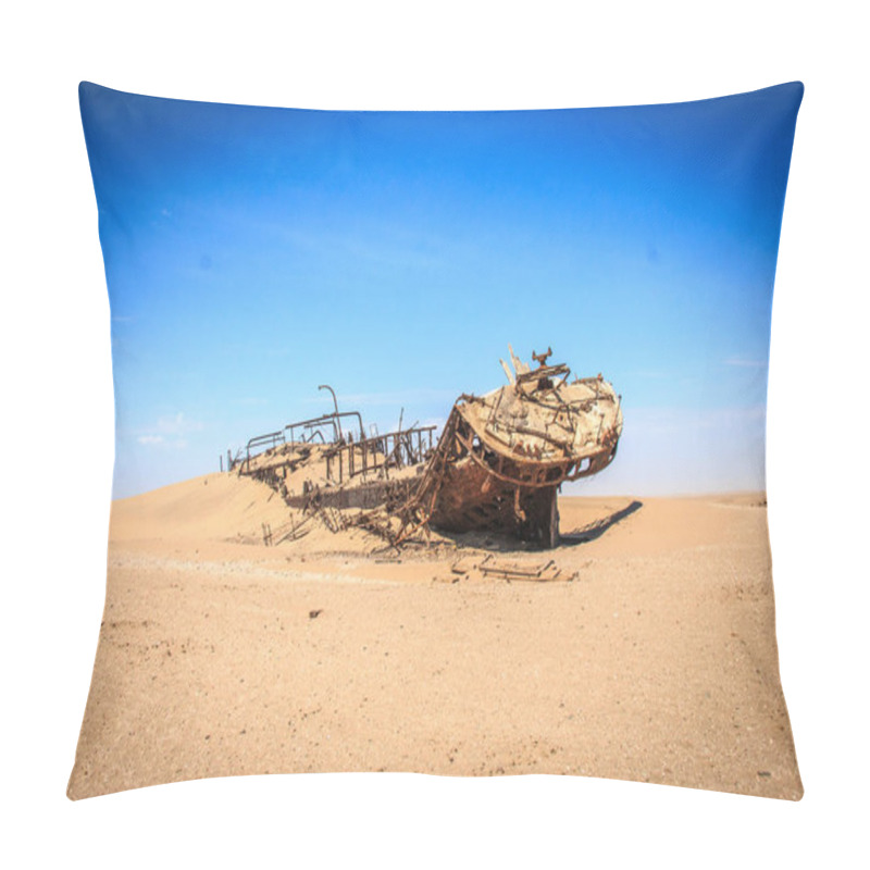 Personality  Stranded Ship Eduard Bohlen In The Namib Desert, Namibia. Pillow Covers