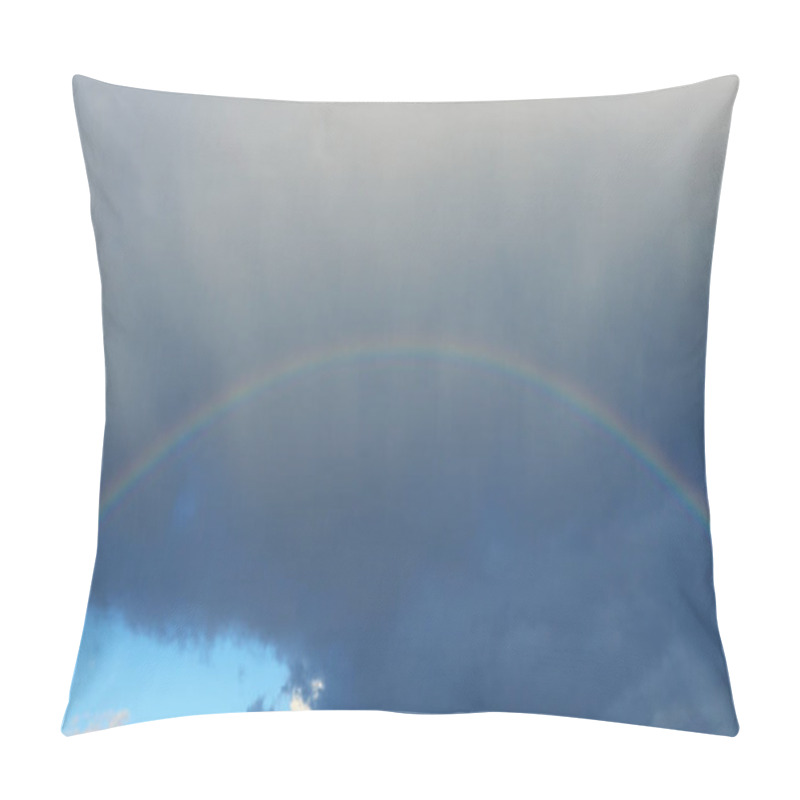 Personality  Thin Circular Rainbow In The Dark Cloudy Sky Pillow Covers