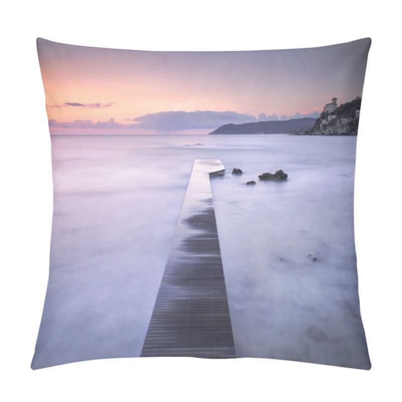 Personality  Castiglioncello Bay Wooden Pier, Rocks And Sea On Sunset. Tuscan Pillow Covers