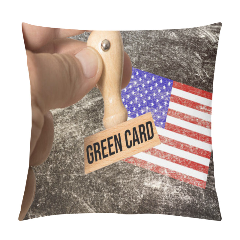 Personality  Flag Of USA And Stamp Green Card Pillow Covers