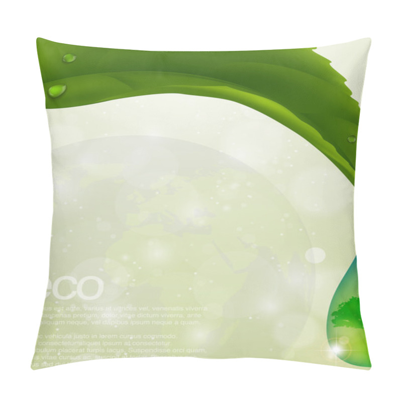 Personality  Green Leaf With A Drop Of Flowing. Ecological Theme Pillow Covers