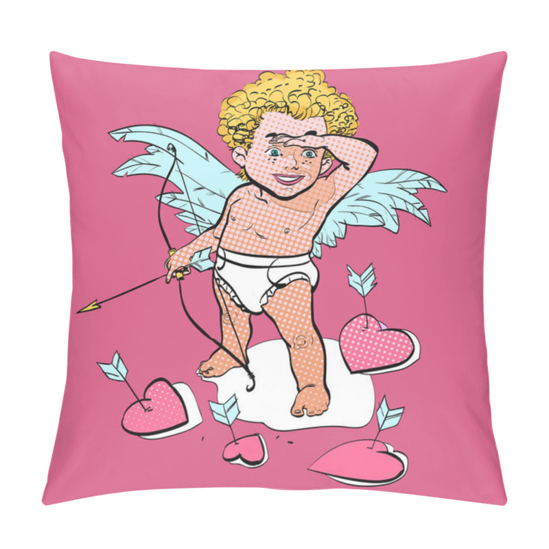 Personality  Funny Little Cupid Aiming At Someone. Valentines Day Pillow Covers