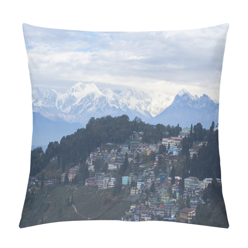 Personality  Darjeeling City With Mountain Range At Background Pillow Covers