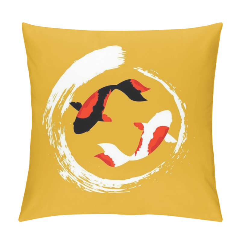 Personality  Koi Logo Japan Fish Japanese Symbol Background Illustration Vector Stock Pillow Covers