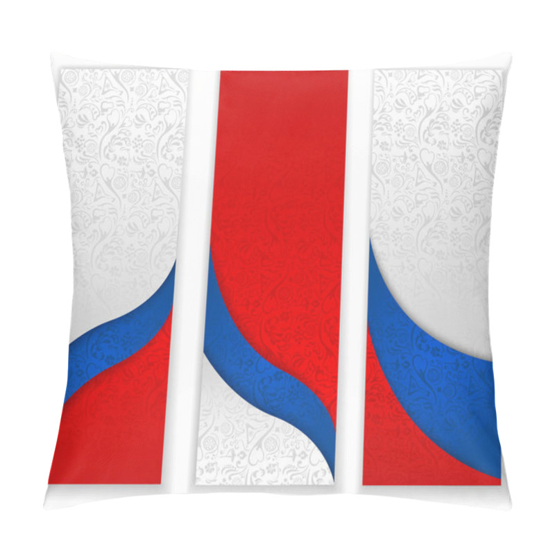 Personality  Three Football World Cup Backgrounds With Russian Flag. Pillow Covers