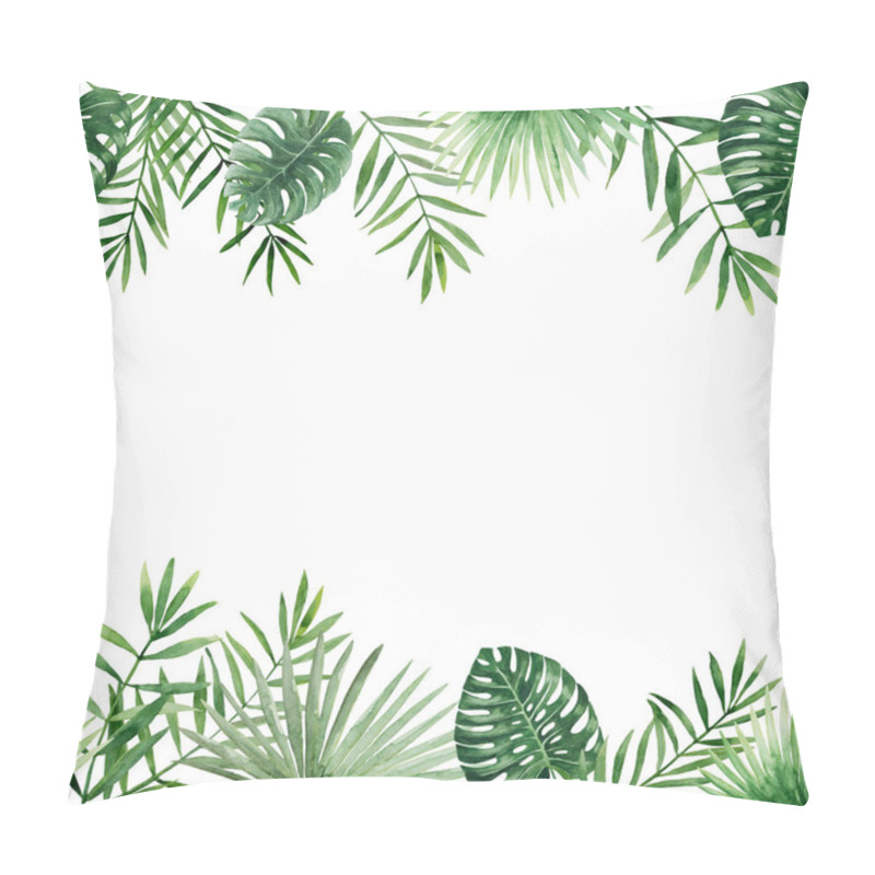 Personality  Green Palm Leaves Seamless Border Pillow Covers