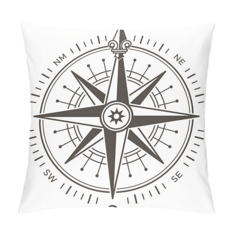 Personality  Wind Rose Showing North, South, East And West Cardinal Directions, Including Intermediate Directions, Helping Sailors And Navigators Finding Their Way Across Oceans And Lands Pillow Covers