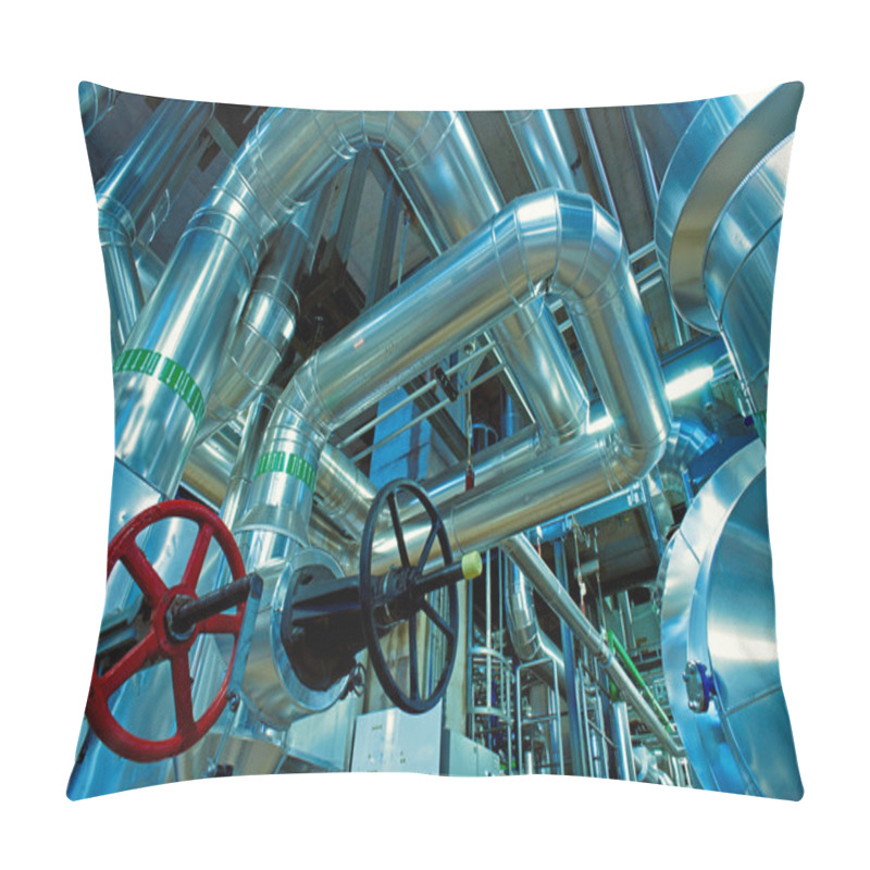 Personality  Blue Toned Interior Industrial Background. Pillow Covers