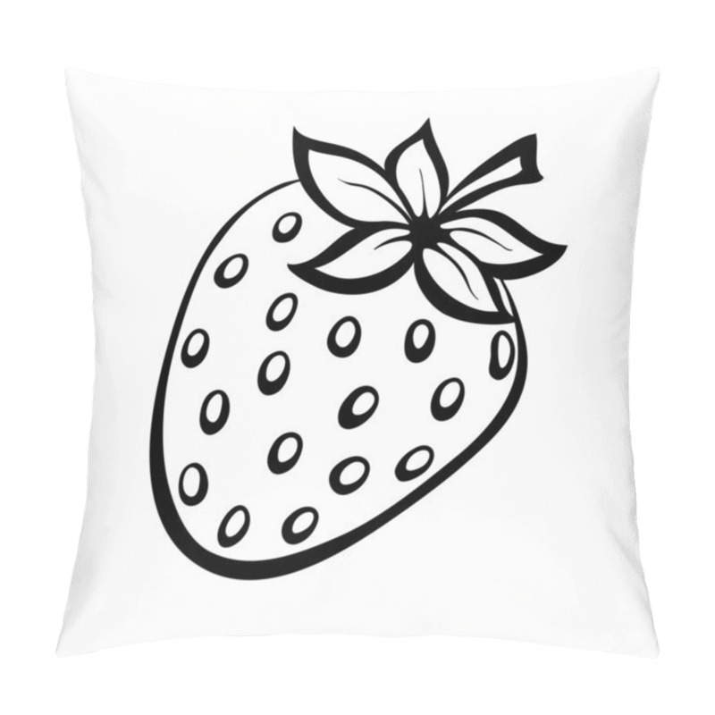 Personality  Vector Monochrome Illustration Of Strawberries Logo. Pillow Covers