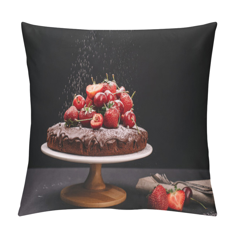 Personality  Tuscan Chocolate Cake With Strawberries And Cherries Pillow Covers