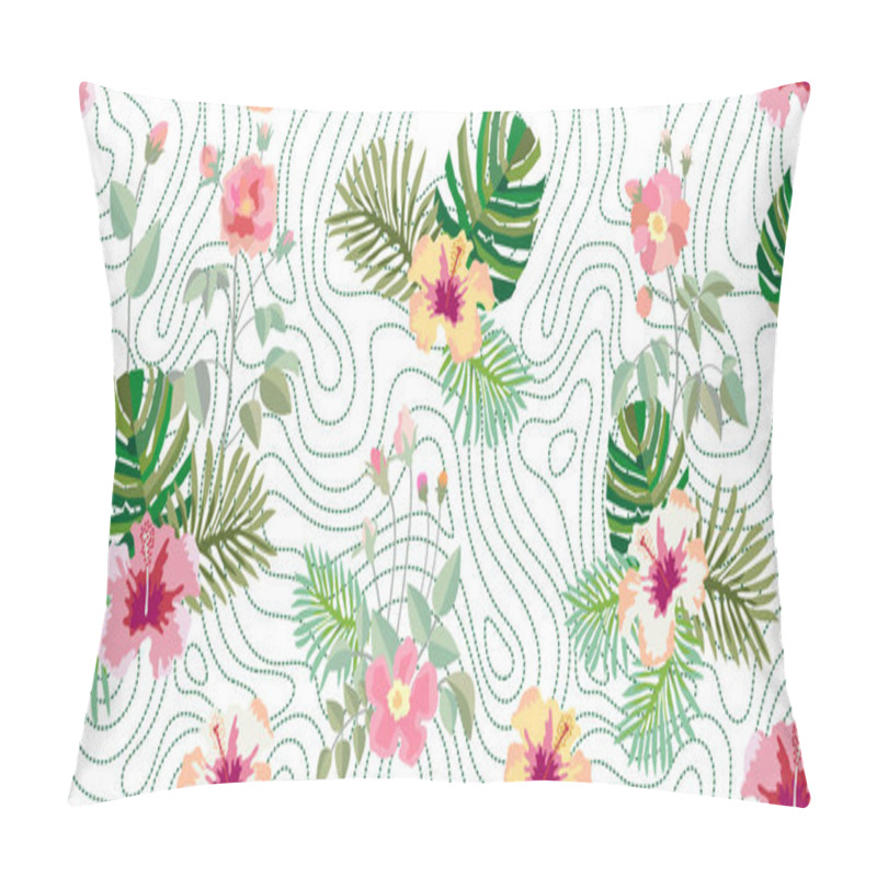 Personality  Summer Blossom. Seamless Vector Pattern With Roses, Tropical Flowers And Foliage Pillow Covers