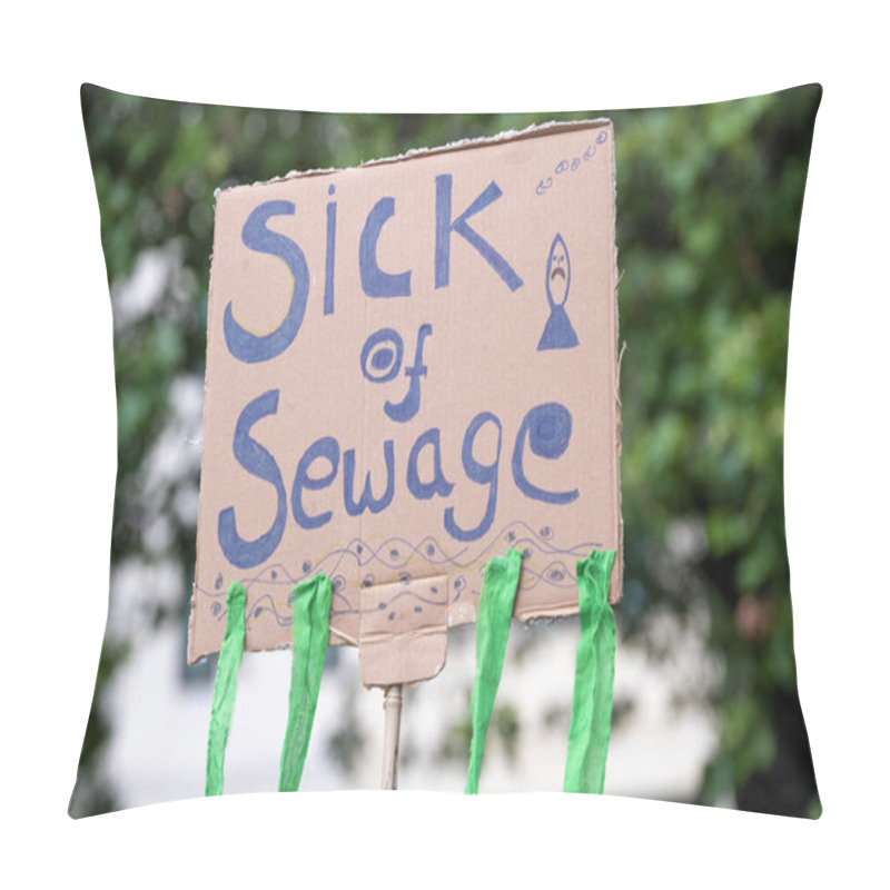 Personality  London, UK. 22nd June 2024. Environmental Protest Sign At The Restore Nature Now Protest Demonstration In London, Calling For Urgent Political Action On The Nature And Climate Emergencies. Pillow Covers