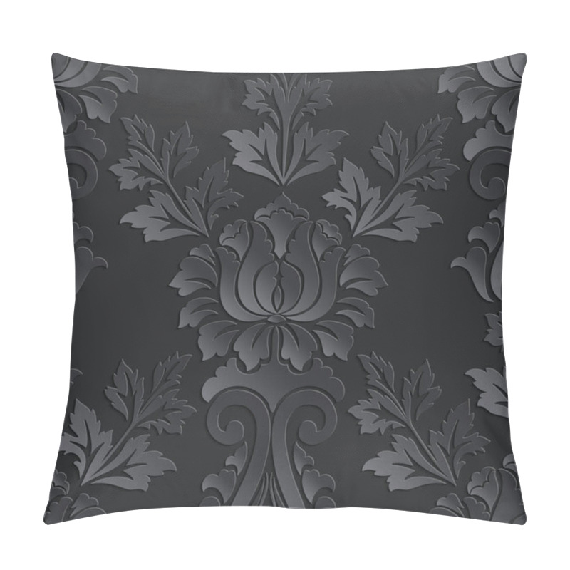 Personality  Vector Damask Seamless Pattern Dark Element. Elegant Luxury Texture For Wallpapers, Backgrounds And Page Fill. 3D Elements With Shadows And Highlights. Paper Cut. Pillow Covers