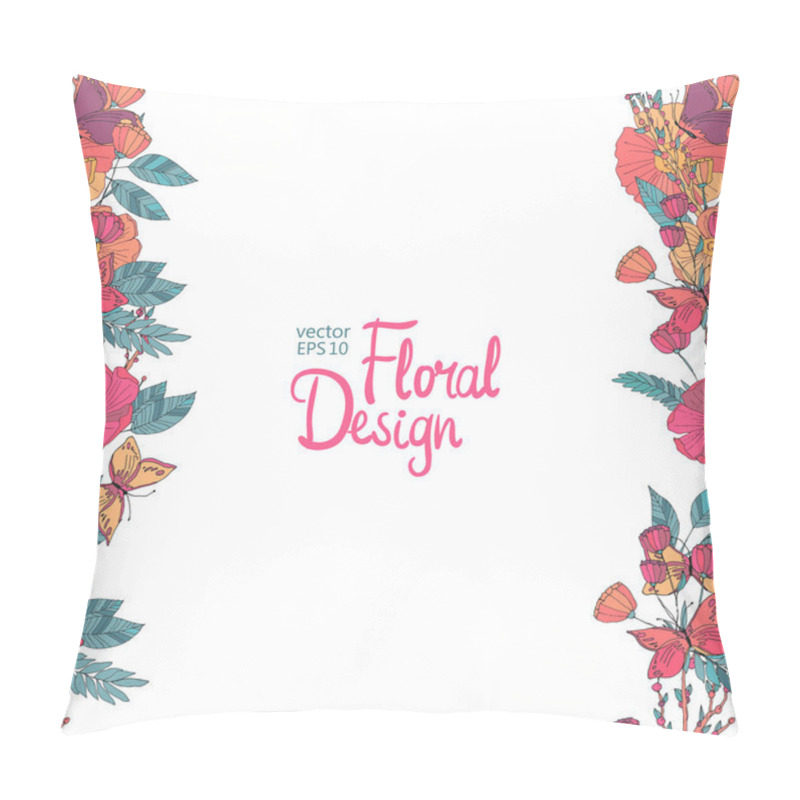 Personality  Floral Border With Flowers Berries And Butterfly Pillow Covers