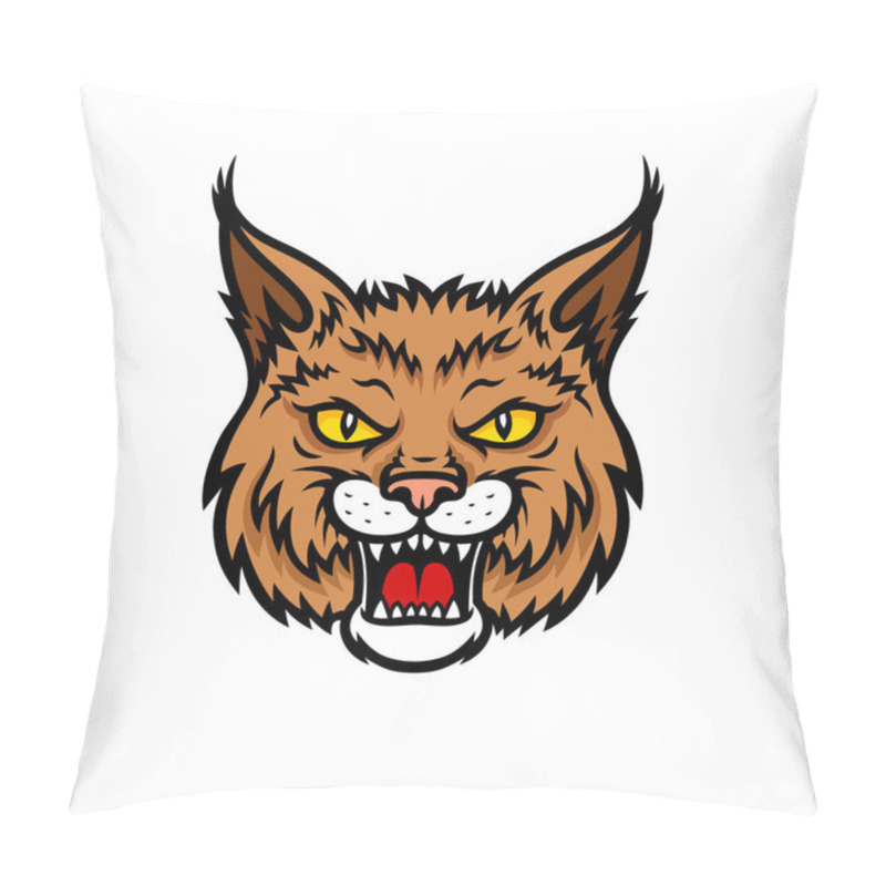 Personality  Bobcat Lynx Head Muzzle Vector Mascot Icon Pillow Covers