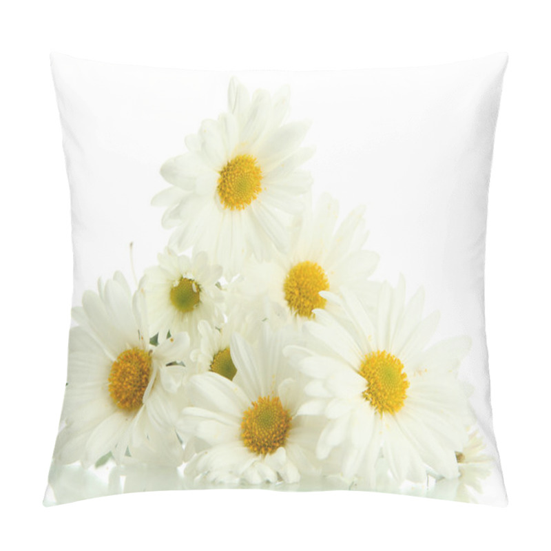 Personality  Bouquet Of Beautiful Daisies Flowers, Isolated On White Pillow Covers