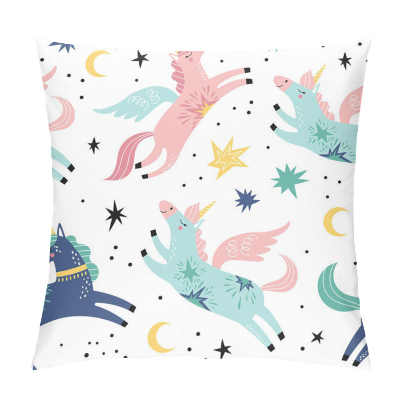 Personality  Childish Seamless Pattern With Unicorns. Creative Nursery Background. Perfect For Kids Design, Fabric, Wrapping, Wallpaper, Textile, Apparel Pillow Covers