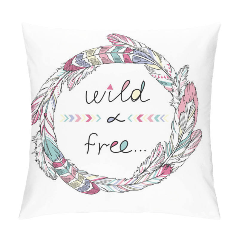 Personality  Frame With Tribal Feathers Pillow Covers