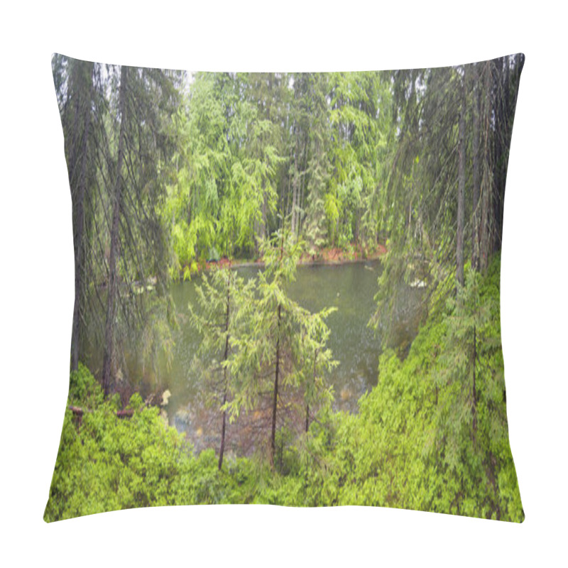 Personality  Mountain Lake In The Wild Taiga Pillow Covers