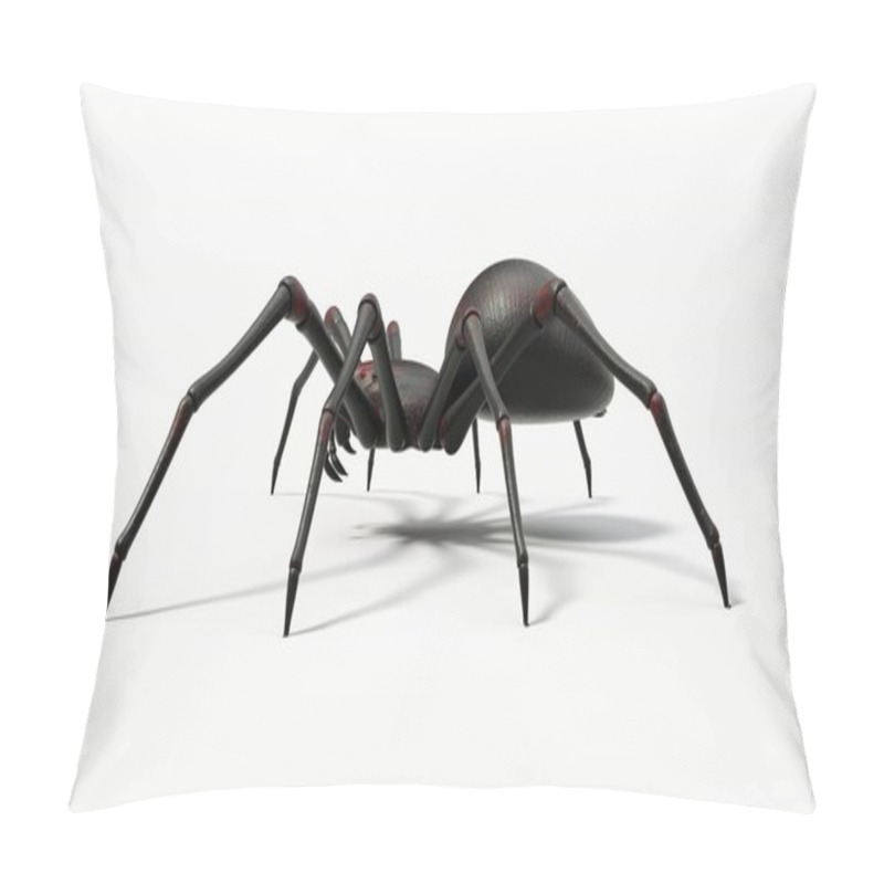 Personality  Black Spider With Red Skin Details. Suitable For Horror, Halloween, Arachnid And Insect Themes. 3D Illustration, Side View Pillow Covers