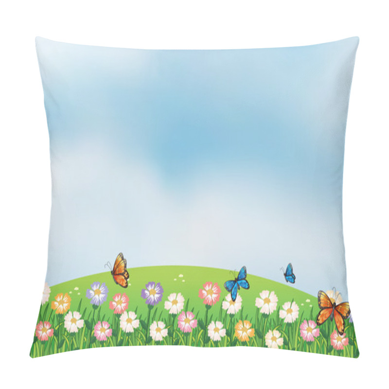 Personality  Butterflies In The Garden At The Top Of The Hills Pillow Covers