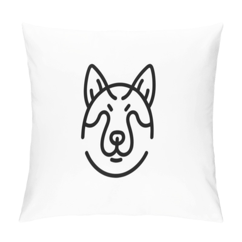 Personality  Minimalist Lines Outline The Dog Logo Design Icon Symbol Vector Illustration. Pillow Covers