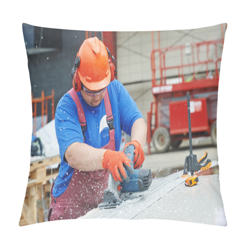 Personality  Builder Worker At Construction Site Pillow Covers